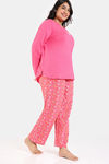 Zivame True Curv Floral Pop Woven Pyjama Set - Coral Paradise — thumbnail 3